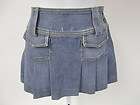 JUICY COUTURE JEANS Medium Wash Blue Pleated Denim Mini Skirt Sz 25 