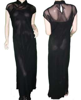   Sheer Long Black Asian Inspired Dress Gown   Size 10   NEW $138  