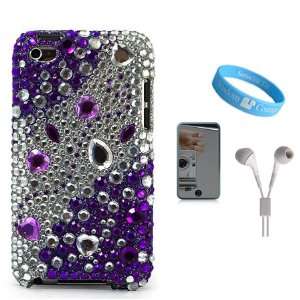  2 Piece Purple Rhinestones Protective Case for Apple iPod 