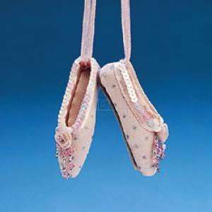  FABRIC & BEAD PINK BALLET SHOES ORNAMENT