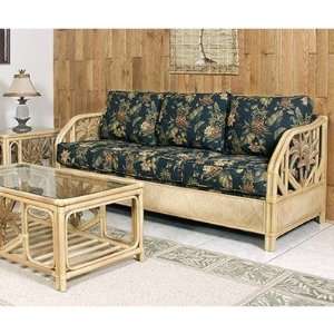  Cancun Palm Upholstered Rattan Sofa in Natural Finish 