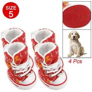  Como Doggy Anti slip Rubber Sole Red Canvas Boot Sz 5 Pet 