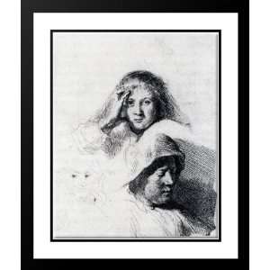  Rembrandt 28x34 Framed and Double Matted Sheet Of Sketches 