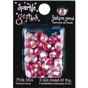  Sparkle Gems 8mm Round 45/Pkg Pink Mix [Office Product 