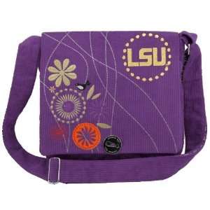  LSU Tigers Purple Corduroy Messenger Bag Sports 