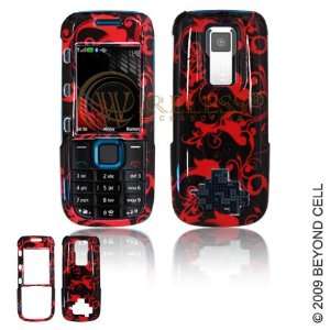  with Red Floral Flower Swirls Design Snap On Cover Hard Case Cell 