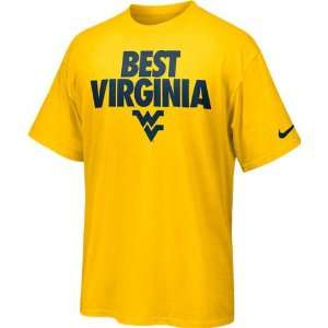 West Virginia Mountaineers Nike Gold Rise and Roar Basketball T Shirts