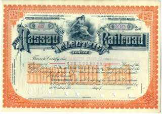 Nassau Electric Railroad Company Stock Certificate  