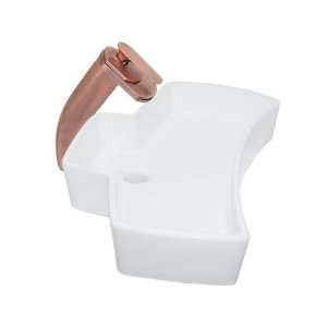  Jigsaw Overmount Porcelain Bathroom Vessel Sink and Copper 