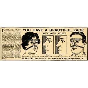 1918 Ad Nose Shaper Face Beauty Trados Trilety Doctor   Original Print 