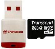 Transcend 8GB microSDHC Class 4 Memory Card with Reader