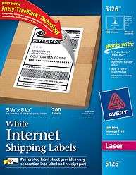 Avery 5126 White Laser Shipping Labels, 5 1/2 x 8 1/2