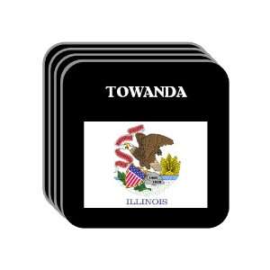 US State Flag   TOWANDA, Illinois (IL) Set of 4 Mini Mousepad Coasters