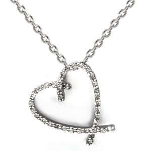  1/3 Carat Diamond 14k White Gold Heart Pendant with Chain 