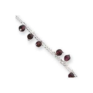  Rhodolite Garnet Beaded Figaro Anklet   10 Inch   Spring 