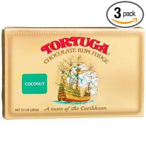 Tortuga Coconut Chocolate Rum Fudge, 10 Ounce Boxes (Pack of 3 