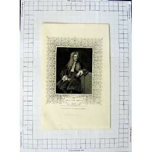  Antique Portrait C1790 C1890 Sir Isaac Newton Man