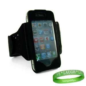 Quality Black OKER Leather iPhone 4 Exercise Armband for Apple iPhone 