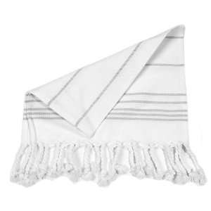 com Napkin Size Cotton Turkish Towel Pestemal   Gray Stripes on White 