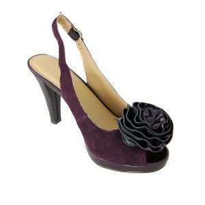 Womens Plum Purple Sassy Slingback High Heel Shoes with Floral Accent 