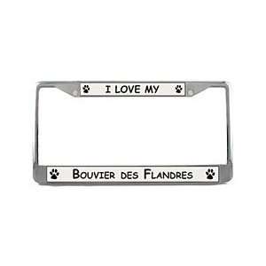  Bouvier des Flandres License Plate Frame (Chrome) Patio 