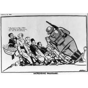    Increasing pressure,cartoon,countries toppling,1938