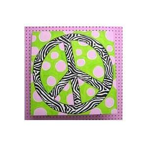  24x24 Green and Pink Peace Wooden Wall Art