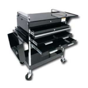   Service Cart With Locking Top, 4 Drawers and extra storage   Black