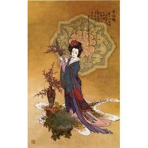  Chinese   Lady With Plum Flowers Canvas
