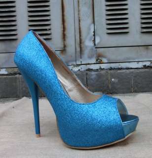 Fashion Glitter Platform High Heel Pumps Partyqueen Shoe Big half size 