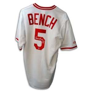 Johnny Bench Signed Reds White Majestic Jersey