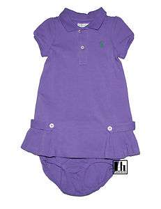NWT Ralph Lauren Baby Girls Pleated Polo Dress Set 9 M  