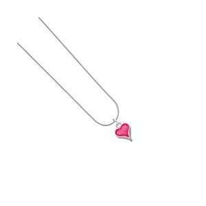  Small Long Hot Pink Heart Snake Chain Charm Necklace Arts 