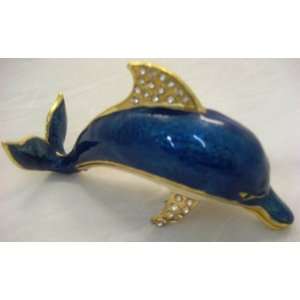  Bejeweled Trinket Box Blue Dolphin 