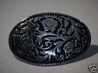   Belt Buckle Silver Color with Black background 3010 Blank Small  