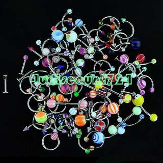 100PCS PIERCING BODY JEWELRY NOSE TONGUE STUD LIP LABRET NAVEL RING 