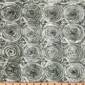   Ribbon Rosette Taffeta Silver Fabric By The Yard Arts, Crafts