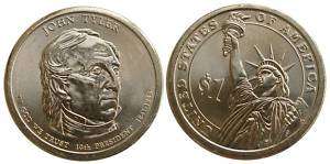 aa693 1$ silver plated dollar US presidential J Tyler  