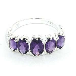  Sterling Silver Ladies 5 Stone Amethyst Ring Jewelry