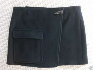 Authentic Burberry Mini Wool Wrap Skirt Size 8 Black  