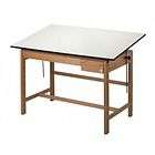 ALVIN Titan II Solid Oak Drafting Table with