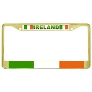  Ireland Irish Flag Gold Tone Metal License Plate Frame 