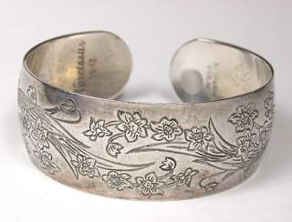 Kirk & Sons   Narcissus Flowers Sterling Silver Cuff Bracelet   15 