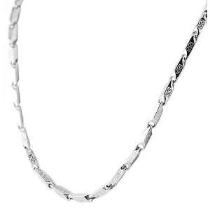   Steel Necklace with Polygon Shape Links and Greek Design Jewelry