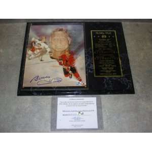 Bobby Hull Autographed Chicago Blackhawks Career Statistics Wall 