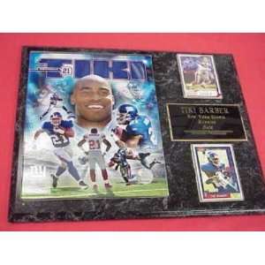  Giants Tiki Barber 2 Card Collector Plaque Sports 