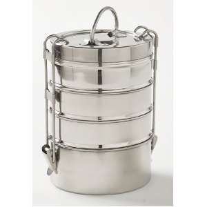  Happy Tiffin, Small 4 Tier Stainless Steel Latch Tiffin 