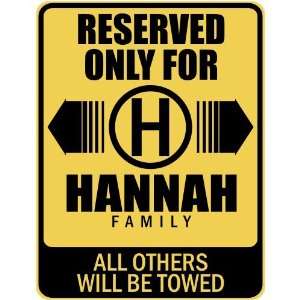   RESERVED ONLY FOR HANNAH FAMILY  PARKING SIGN