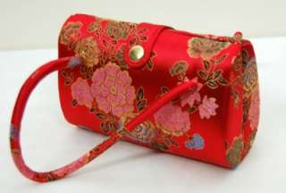 SILK BROCADE PURSE Red Blossom Clutch Tote Hand Bag New  