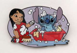   disney a reluctant looking stitch gets a bathtime assist from lilo on